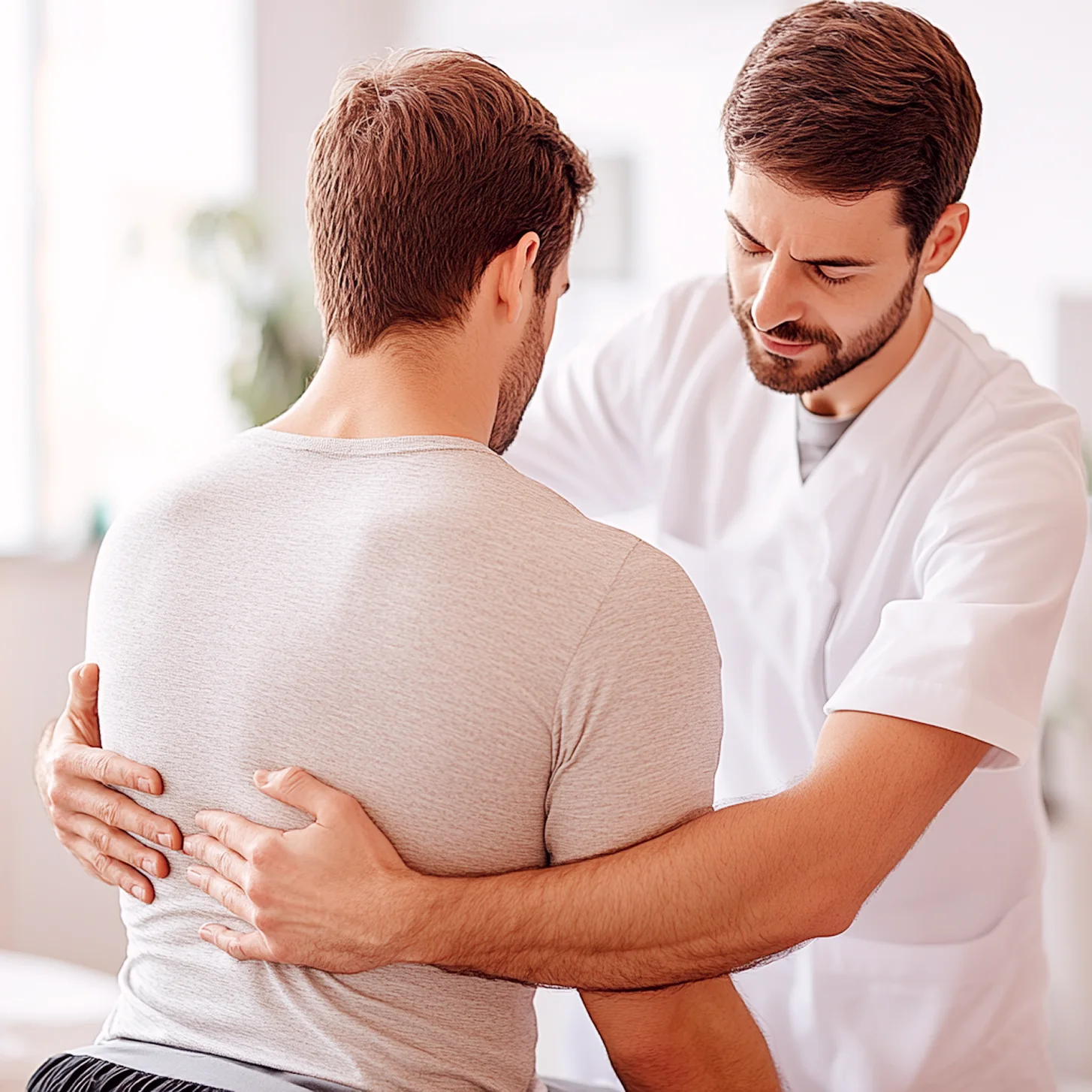 Chirothérapeute examine la posture d'un patient.