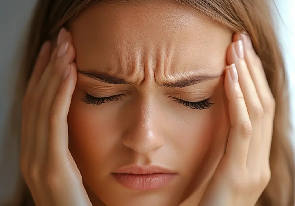 Femme se tenant la tête, semble stressée