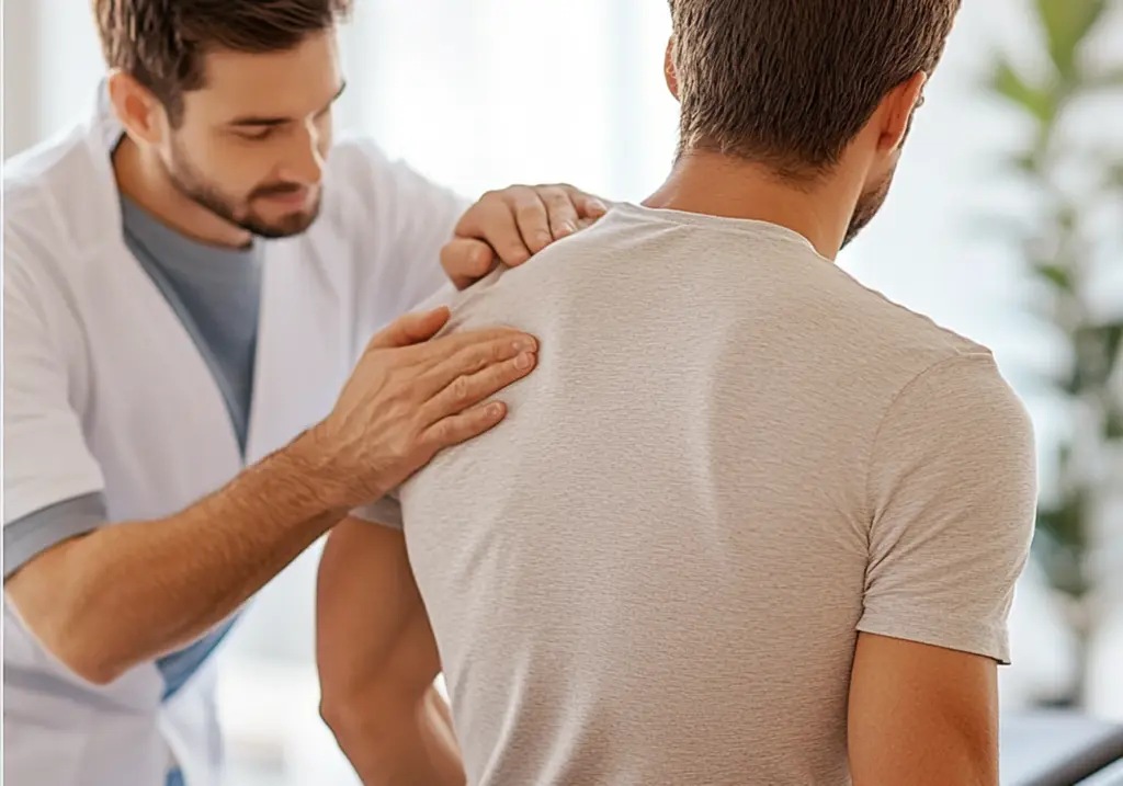 Thérapeute massant le dos d'un patient.